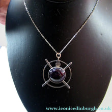 Load image into Gallery viewer, Stylish Vintage 1980s Hallmarked Silver Scottish Pendant with Amethyst Inclusion
