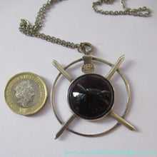 Load image into Gallery viewer, Stylish Vintage 1980s Hallmarked Silver Scottish Pendant with Amethyst Inclusion
