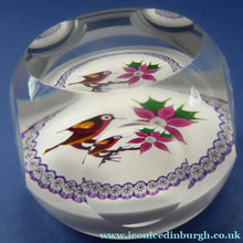Load image into Gallery viewer, CHRISTMAS ROBIN 1981. SCOTTISH Caithness Glass Faceted Paperweight
