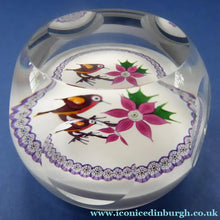 Load image into Gallery viewer, CHRISTMAS ROBIN 1981. SCOTTISH Caithness Glass Faceted Paperweight
