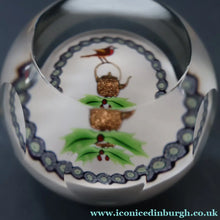 Load image into Gallery viewer, Scottish Caithness Glass Paperweight: ROBIN AND KETTLE by Colin Terris 1983

