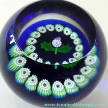 Load image into Gallery viewer, 1987 Vintage CAITHNESS GLASS Miniature Faceted Paperweight with Thistle
