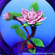 Load image into Gallery viewer, Vintage LIMITED EDITION 1988 Caithness Glass Paperweight. Entitled "Rose and Ladybird" by William Manson
