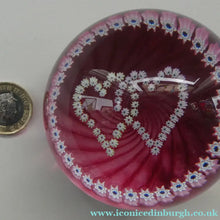 Load image into Gallery viewer, Vintage 1989 Caithness Paperweight. Double Heart or LUCKENBOOTH Motif by COLIN TERRIS
