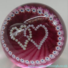Load image into Gallery viewer, Vintage 1989 Caithness Paperweight. Double Heart or LUCKENBOOTH Motif by COLIN TERRIS
