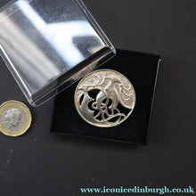 Load image into Gallery viewer, 1989 Ola Gorie Scottish Silver Brooch. Large Design with Two Celtic Birds with Undulating Plumes - Ola Gorie
