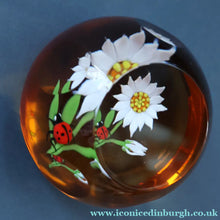 Load image into Gallery viewer, Vintage LIMITED EDITION 1990 Caithness Glass Paperweight. Entitled "Daisy and Ladybird" by William Manson
