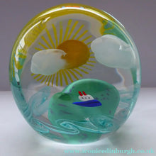 Load image into Gallery viewer, Caithness Glass Paperweight. FANTASY ISLAND: (Sailing By) Designed by Sarah Peterson
