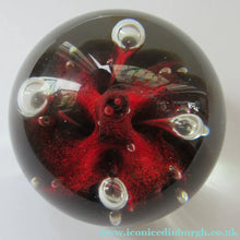 Load image into Gallery viewer, SCOTTISH PAPERWEIGHT: Vintage Caithness Paperweight: MOONFLOWER by Colin Terris. Red Version
