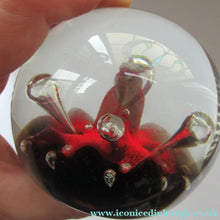 Load image into Gallery viewer, SCOTTISH PAPERWEIGHT: Vintage Caithness Paperweight: MOONFLOWER by Colin Terris. Red Version
