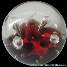 Load image into Gallery viewer, SCOTTISH PAPERWEIGHT: Vintage Caithness Paperweight: MOONFLOWER by Colin Terris. Red Version
