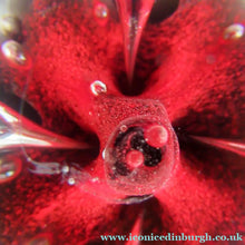 Load image into Gallery viewer, SCOTTISH PAPERWEIGHT: Vintage Caithness Paperweight: MOONFLOWER by Colin Terris. Red Version

