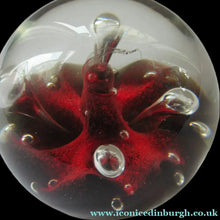 Load image into Gallery viewer, SCOTTISH PAPERWEIGHT: Vintage Caithness Paperweight: MOONFLOWER by Colin Terris. Red Version
