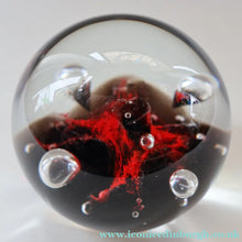 Load image into Gallery viewer, SCOTTISH PAPERWEIGHT: Vintage Caithness Paperweight: MOONFLOWER by Colin Terris. Red Version 
