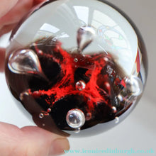 Load image into Gallery viewer, SCOTTISH PAPERWEIGHT: Vintage Caithness Paperweight: MOONFLOWER by Colin Terris. Red Version 
