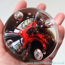 Load image into Gallery viewer, SCOTTISH PAPERWEIGHT: Vintage Caithness Paperweight: MOONFLOWER by Colin Terris. Red Version 
