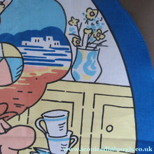 Load image into Gallery viewer, VINTAGE 1990s Cotton Tea Towel or Bar Cloth. Circular TETLEYS TEA Advertising Cloth
