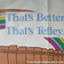 Load image into Gallery viewer, VINTAGE 1990s Cotton Tea Towel or Bar Cloth. TETLEYS TEA Advertising Cloth

