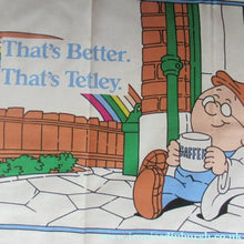 Load image into Gallery viewer, VINTAGE 1990s Cotton Tea Towel or Bar Cloth. TETLEYS TEA Advertising Cloth
