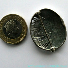 Load image into Gallery viewer, 1990s OLA GORIE Silver Brooch: Ingibiorg Oval RUNIC Brooch with Pierced Tree Motif

