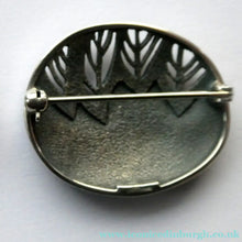 Load image into Gallery viewer, 1990s OLA GORIE Silver Brooch: Ingibiorg Oval RUNIC Brooch with Pierced Tree Motif - Ola Gorie
