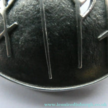 Load image into Gallery viewer, 1990s OLA GORIE Silver Brooch: Ingibiorg Oval RUNIC Brooch with Pierced Tree Motif
