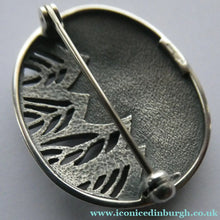 Load image into Gallery viewer, 1990s OLA GORIE Silver Brooch: Ingibiorg Oval RUNIC Brooch with Pierced Tree Motif
