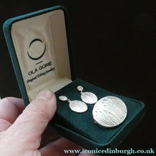 Load image into Gallery viewer, Vintage OLA GORIE Silver Brooch: MACHAIR Brooch with Matching Pierced Earrings. In Original Box
