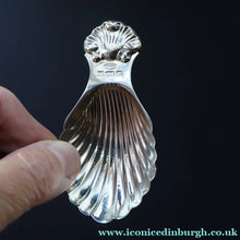 Load image into Gallery viewer, 1990s Sterling Silver. Shell Bowl Tea Caddy Spoon. Hallmarked Birmingham 1991. Boxed - Scottish Silver Jewellery
