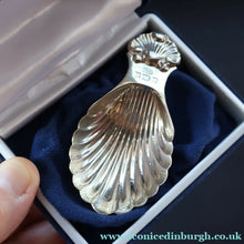 Load image into Gallery viewer, 1990s Sterling Silver. Shell Bowl Tea Caddy Spoon. Hallmarked Birmingham 1991. Boxed - Scottish Silver Jewellery
