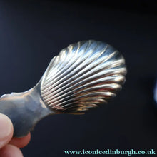 Load image into Gallery viewer, 1990s Sterling Silver. Shell Bowl Tea Caddy Spoon. Hallmarked Birmingham 1991. Boxed - Scottish Silver Jewellery

