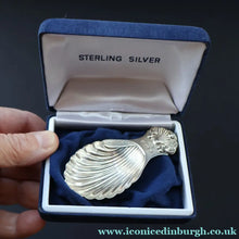 Load image into Gallery viewer, 1990s Sterling Silver. Shell Bowl Tea Caddy Spoon. Hallmarked Birmingham 1991. Boxed - Scottish Silver Jewellery
