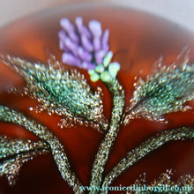 Load image into Gallery viewer, Vintage LIMITED EDITION 1992 Caithness Glass Paperweight. Entitled "Thistles" by William Manson. With WM Cane
