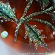 Load image into Gallery viewer, Vintage LIMITED EDITION 1992 Caithness Glass Paperweight. Entitled "Thistles" by William Manson. With WM Cane
