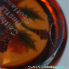 Load image into Gallery viewer, Vintage LIMITED EDITION 1992 Caithness Glass Paperweight. Entitled "Thistles" by William Manson. With WM Cane
