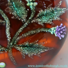 Load image into Gallery viewer, Vintage LIMITED EDITION 1992 Caithness Glass Paperweight. Entitled "Thistles" by William Manson. With WM Cane
