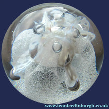 Load image into Gallery viewer, Silver Wedding Gift. 1992 Scottish Caithness Glass Paperweight Margot Thomson Congratulations
