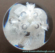 Load image into Gallery viewer, Silver Wedding Gift. 1992 Scottish Caithness Glass Paperweight Margot Thomson Congratulations
