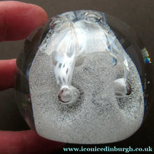 Load image into Gallery viewer, Silver Wedding Gift. 1992 Scottish Caithness Glass Paperweight Margot Thomson Congratulations
