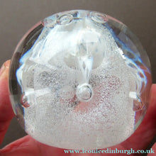 Load image into Gallery viewer, Silver Wedding Gift. 1992 Scottish Caithness Glass Paperweight Margot Thomson Congratulations
