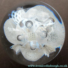 Load image into Gallery viewer, Silver Wedding Gift. 1992 Scottish Caithness Glass Paperweight Margot Thomson Congratulations
