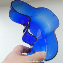 Load image into Gallery viewer, 1994 FINNISH Shallow Blue Glass SAVOY Vase. Iconic Mid Century Design by Alvar Aalto for Iittala, Finland. With acid etched signature (B)
