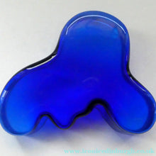 Load image into Gallery viewer, 1994 FINNISH Shallow Blue Glass SAVOY Vase. Iconic Mid Century Design by Alvar Aalto for Iittala, Finland. With acid etched signature (B)

