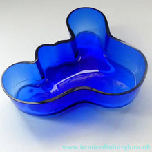 Load image into Gallery viewer, 1994 FINNISH Shallow Blue Glass SAVOY Vase. Iconic Mid Century Design by Alvar Aalto for Iittala, Finland. With acid etched signature (B)
