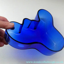 Load image into Gallery viewer, 1994 FINNISH Shallow Blue Glass SAVOY Vase. Iconic Mid Century Design by Alvar Aalto for Iittala, Finland. With acid etched signature (B)
