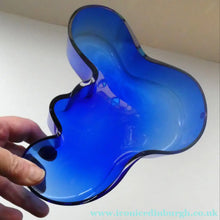 Load image into Gallery viewer, 1994 FINNISH Shallow Blue Glass SAVOY Vase. Iconic Mid Century Design by Alvar Aalto for Iittala, Finland. With acid etched signature (B)
