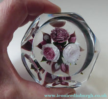 Load image into Gallery viewer, Rare RICK AYOTTE Limited Edition 1995 Cushion Cut Paperweight: Floral / Roses. LARGE SIZE 
