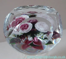Load image into Gallery viewer, Rare RICK AYOTTE Limited Edition 1995 Cushion Cut Paperweight: Floral / Roses. LARGE SIZE 
