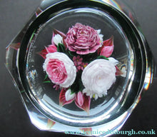 Load image into Gallery viewer, Rare RICK AYOTTE Limited Edition 1995 Cushion Cut Paperweight: Floral / Roses. LARGE SIZE 
