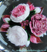 Load image into Gallery viewer, Rare RICK AYOTTE Limited Edition 1995 Cushion Cut Paperweight: Floral / Roses. LARGE SIZE 
